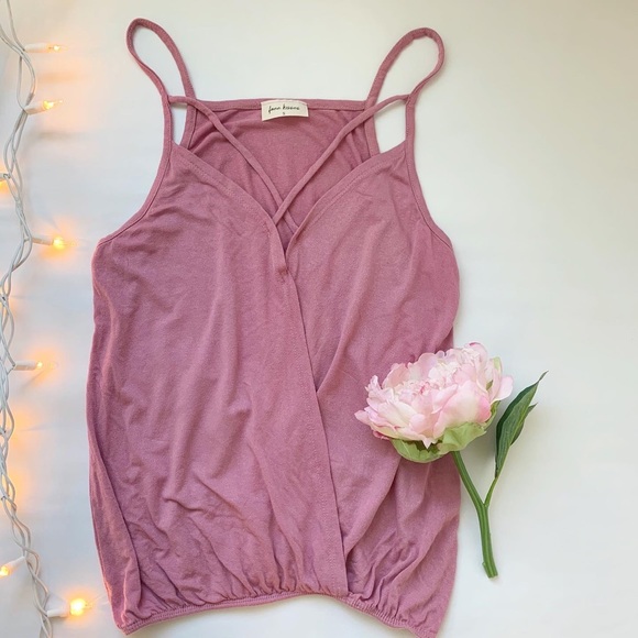 Free Kisses Tops - Cross cross strappy detail pink tank